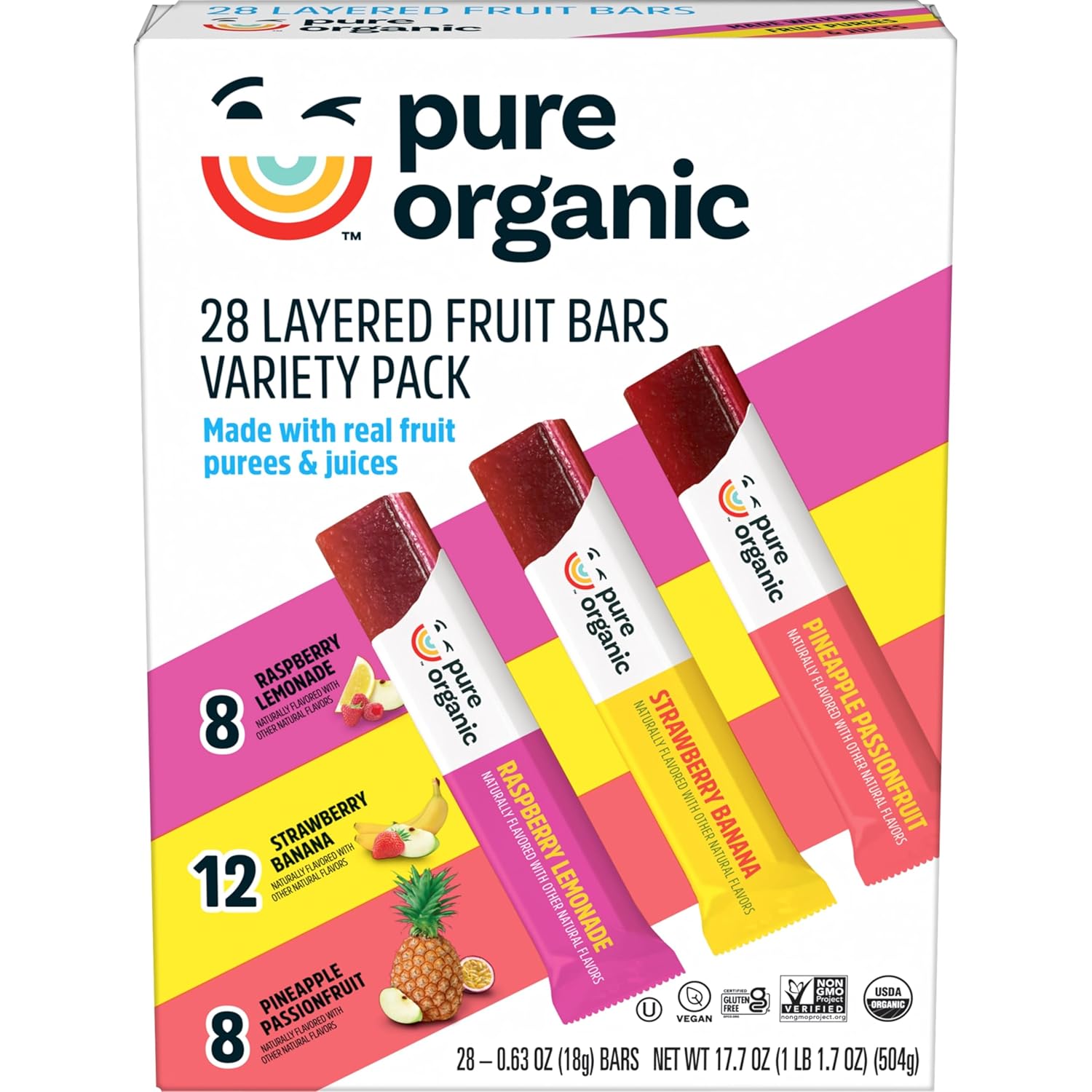 Pure Organic Layered Fruit Bars Variety Pack 28 count
